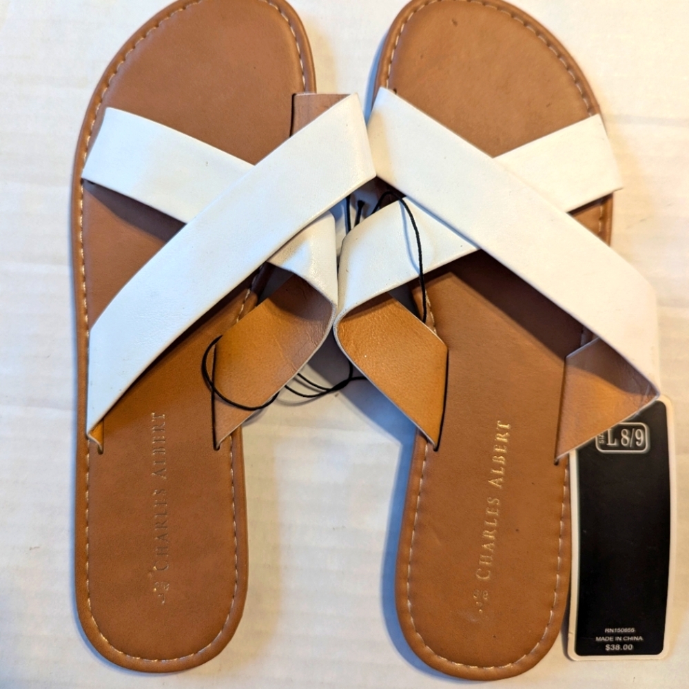 Charles Albert Ladies Flat Sandals Size L 8/9 BNWT